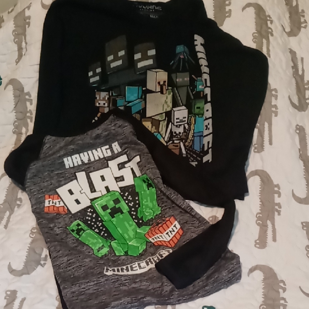 Minecraft Kids Long Sleeve Tee - Black and Gray